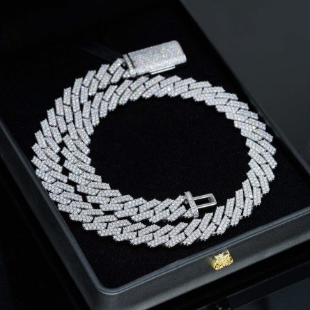 European And American Cuban Chain 13Mm Double Rows Full Of Mossanite S925 Silver Diamond Cuban Chain Trendy Accessories Cross-Border Hot - Image 2