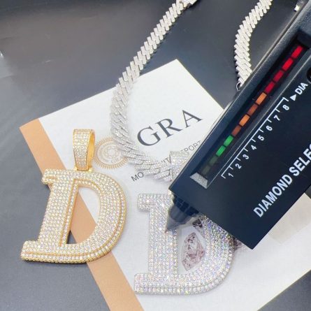 Diamond Ins Hot Sale Moissanite Stone Hip Hop Letter Pendant 925 Silver Inlaid D Color Moissan Can Be Worn Through 15Mm Wide Chain - Image 3