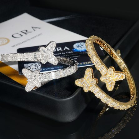New European And American S925 Silver-Inlaid D-Color Moissanite Butterfly Bracelet Hip-Hop Fashion Trend High-End Bracelet - Image 2