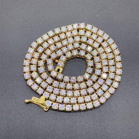 Spot European And American Ins Hot Sales 3Mm Stainless Steel Tennis Chain Inlaid With Zircon Hip-Hop Single Row Men'S Hiphop Jewelry - Image 2