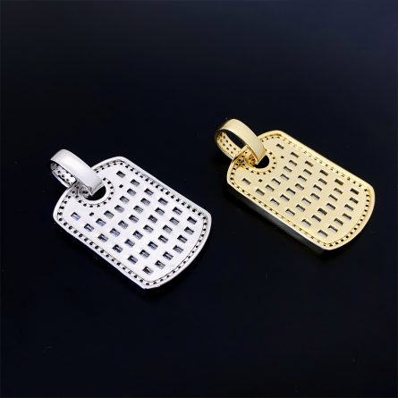 Hot Selling Hip-Hop Real Gold Electroplated Rectangular Tag Pendant Copper Inlaid With Diamonds Popular Hiphop Accessories - Image 4
