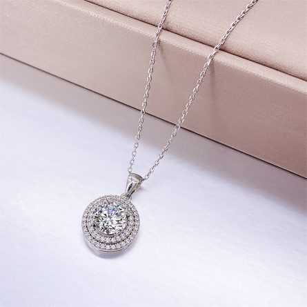 Round Bag 2 Carat Mossan Naked Diamond Pendant Spot Silver Gold-Plated Over-Diamond Pen With Certificate Black Card For Women - Image 2