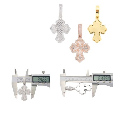 INS Amazon hot selling S925 silver moissanite small ladder square cross hip hop style - Image 5