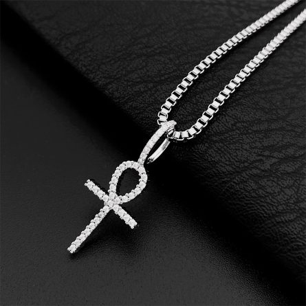 European And American Hip-Hop 925 Silver Inlaid D Color 1.1Mm Mossan Cross Pendant Necklace Can Be Worn Through A Single Stone Chain - Image 2