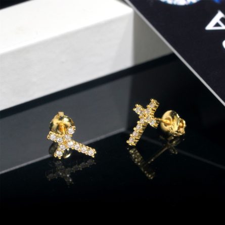 Amazon 2021 New Cross S925 Silver Hip-Hop Jewelry Df Moissan Earrings For Men And Women One-Piece Shipping - Image 3