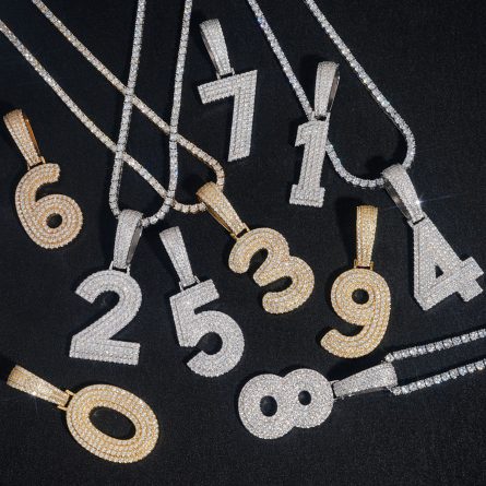 Hot Sale 0-9 Digital Pendant Personalized Hip-Hop 925 Silver Inlaid Moissan Can Be Worn Through 15Mm Wide Cuban Chain - Image 4