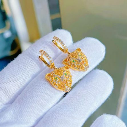 Fully Diamond Zircon Leopard Head Earrings S925 Sterling Silver Needle High-End Earrings Exquisite Earrings Universal Men'S And Women'S Style Ins - Image 4