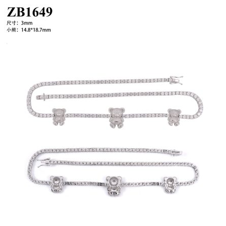 Diamond New 925 Silver Mossanite Tennis Chain Main Stone 3Mm Bear Hip-Hop Necklace Hiphop Hot Sale - Image 5