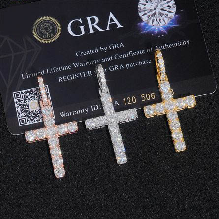 Hip-Hop Pendant 925 Silver Mossanite Stone Full Of Cross Can Be Worn 5Mm Tennis Chain Manufacturer Hot Sale - Image 2