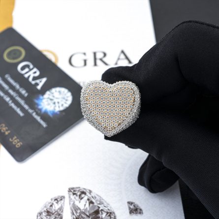 New 925 Silver Inlaid D Color Vvs Moissan Heart Ring Men And Women Rings Ins Fashion Full Diamond - Image 3