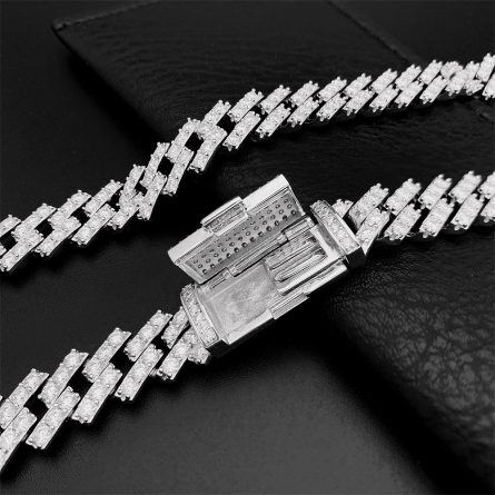 European And American Hip-Hop Men'S 925 Sterling Silver 13Mm Single Row Mossan Diamond Cuban Chain Necklace Men'S Necklace Trendy Full Diamond - Image 4
