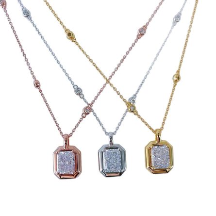 S925 Sterling Silver Ice Flower Cherdeen 9*7Mm Rectangular Necklace Blister Chain Light Luxury Design Necklace - Image 5