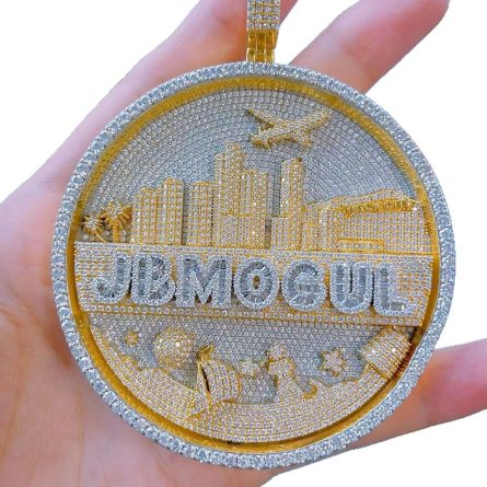 Hiphop Jewelry Hip Hop Private Disc Pattern Pendant European And American Trendy Silver-Inlaid Mossum Stone Pendant - Image 5