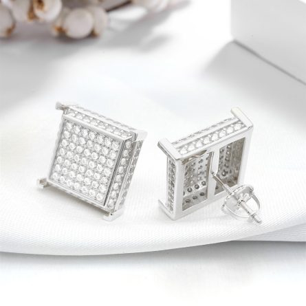 Source Manufacturer Amazon  New Hip-Hop Jewelry 925 Silver Inlaid Vvs Moissan Earrings For Men And Women - Image 2