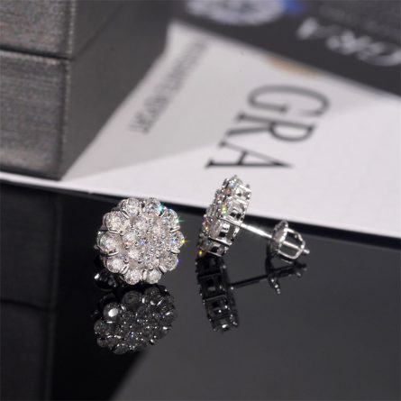 Diamond Hair 2025 New 925 Silver Moissanite Flower Earrings For Men And Women Suitable For European And American Hot-Selling Earrings - Image 4