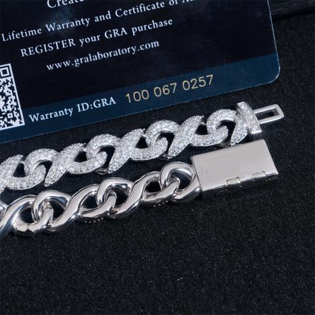 Diamond New 8-Character Bracelet 925 Silver Inlaid Mossanite 10Mm European And American Hip-Hop Jewelry Factory Direct Supply - Image 3