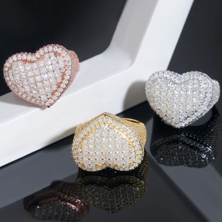 New S925 Silver-Set Princess Square Mossanite Ring European And American Hip-Hop Heart-Shaped Ring Fashion Accessories - Image 4