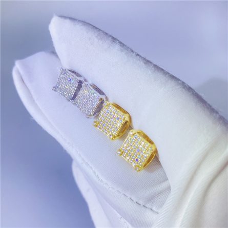 Amazon New Men'S And Women'S Hip-Hop Accessories Vvss925 Silver-Inlaid Moissan Earrings Hot-Selling One-Piece Shipping - Image 4