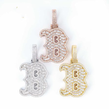 Amazon'S New Rectangular Mossan Alphabet Hip-Hop Pendant 925 Silver Mossan Pendant Can Wear Single Stone Tennis Chain - Image 5