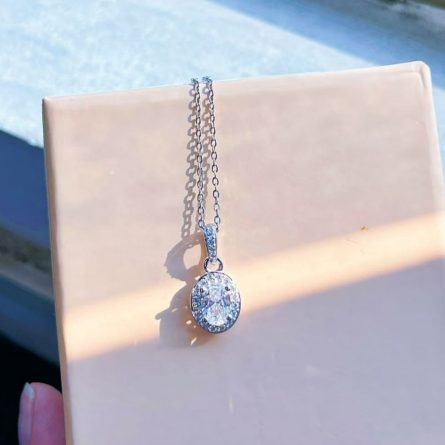 Light Luxury S925 Silver Plated 18K Gold Mossanite Strength Factory 5*7 Egg-Shaped Pendant Necklace D-Grade Vvs Seiko Fashion - Image 3