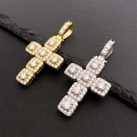 European And American S925 Sterling Silver 5.0Mm Mossanite Cross Pendant Hip-Hop Necklace Accessories Spot Delivery - Image 4