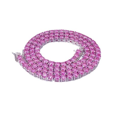 European And American Ins Hot Selling 2Mm925 Silver Inlaid Pink Mossan Hip-Hop Single Row Men And Women Tennis Chain Hiphop Accessories - Image 5