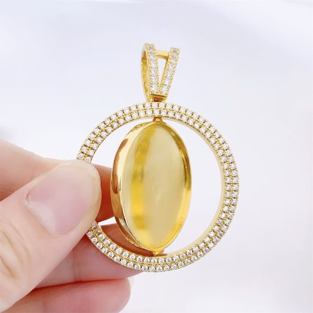 New European And American S925 Silver-Set Mossanite Private Photo Pendant Double-Sided Rotatable Hip-Hop Photo Frame Jewelry - Image 4