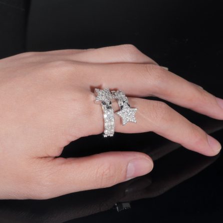 Diamond Hair New European And American Hip-Hop Star Boy Ring 925 Silver Mossanite Stone Full Of Personality New Trendy Ring Spot - Image 2