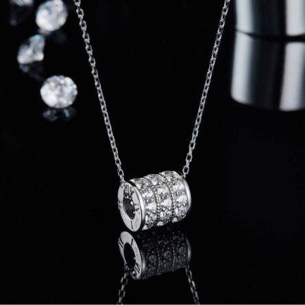 Slim Waist S925 Silver-Plated Platinum Mossum Stone Versatile High-End D-Grade Seductive Diamond-Set Pendant Necklace Spot - Image 3