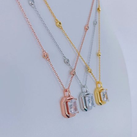 S925 Sterling Silver Ice Flower Cherdeen 9*7Mm Rectangular Necklace Blister Chain Light Luxury Design Necklace - Image 3