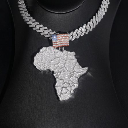 Diamond New Personalized Map Pendant D Color Moissanite Full Set 925 Silver Trendy Hip-Hop Jewelry Wearing 8Mm Chain - Image 3