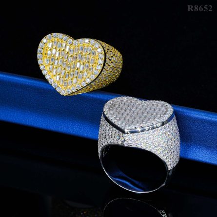 Diamond New Heart-Shaped Hip-Hop Ring 925 Silver Mossanite Stone Inlaid European And American Foreign Trade Exclusively For Men And Women'S Circle Ring Ring - Image 4
