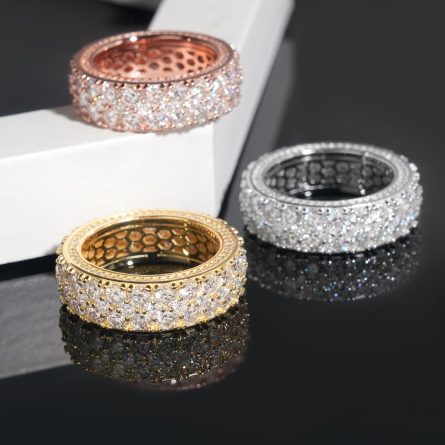New European And American S925 Silver Inlaid D Color Vvs Mossanite Stone Ring Ring Men And Women Ring European And American Ring - Image 3