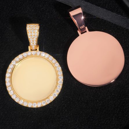 Diamond Hair Trade Hot Sale Round Photo Frame S925 Silver Mossanite Hip-Hop Pendant Universal For Men And Women - Image 3