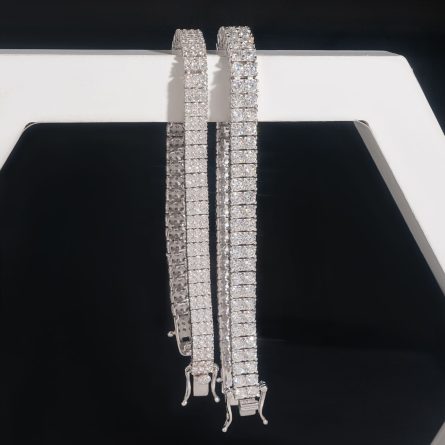 Diamond Hair New Product 3Mms925 Silver Inlaid Mossanite Bracelet European And American Hip-Hop Double Row Stone High-End Tennis Chain Three Rows - Image 4