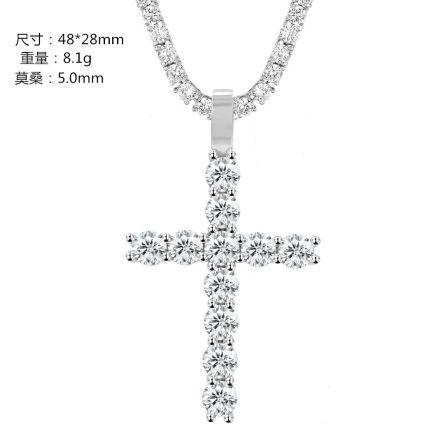 Ins European And American Hot Selling 5Mm925 Silver-Set Mosan Cross Hip-Hop Pendant Can Be Worn Through A Single Stone Necklace - Image 5