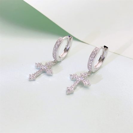 Amazon'S New Cross Studs For Men And Women Vvs925 Sterling Silver Earrings Inlaid With Mosan Hip-Hop Earrings - Image 3