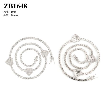 Diamond New 925 Silver Mossanite Tennis Chain Main Stone 3Mm Heart-Shaped Hip-Hop Necklace Hiphop Hot Sale - Image 5