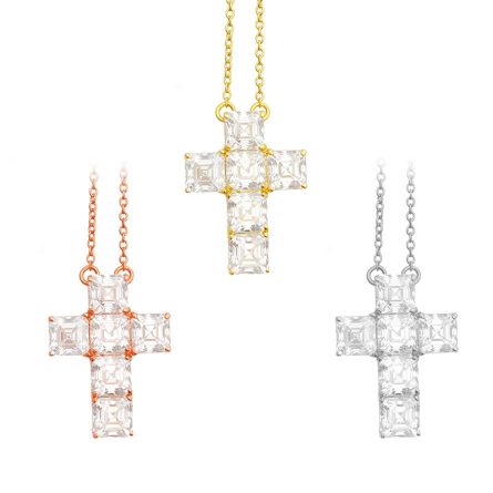 European And American Hip-Hop 925 Silver Inlaid 5.5Mm Pagoda Cut Mosan Cross Pendant Necklace Hip-Hop Necklace Accessories - Image 5