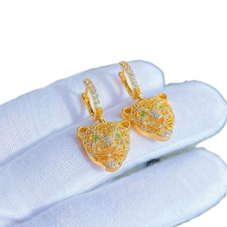 Fully Diamond Zircon Leopard Head Earrings S925 Sterling Silver Needle High-End Earrings Exquisite Earrings Universal Men'S And Women'S Style Ins - Image 5