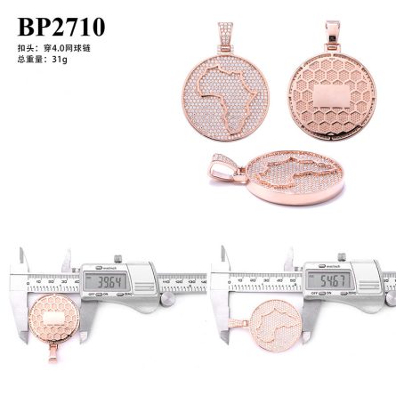 Diamond Hair Amazon New Map Pendant Mossanite Silver Hip-Hop All-Match Necklace Accessories Factory Direct Supply - Image 5