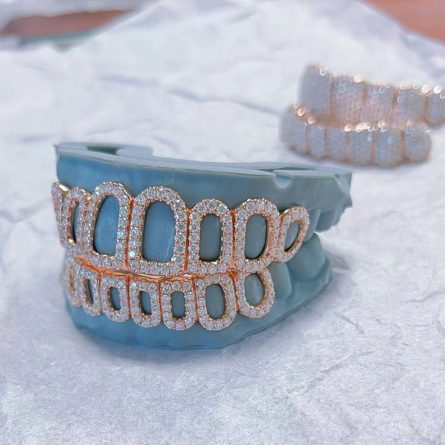 Amazon'S Best Selling Hip-Hop Braces Teeth Hiphop Hollow S925 Sterling Silver Micro-Set Moissan Diamond Rose Gold Braces - Image 4