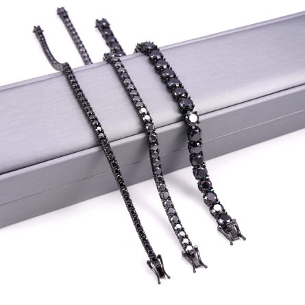 Manufacturer Spot 2-5Mms925 Silver Plated Black Gold + Black Mossan Single Row Tennis Necklace Hip-Hop Accessories - Image 4