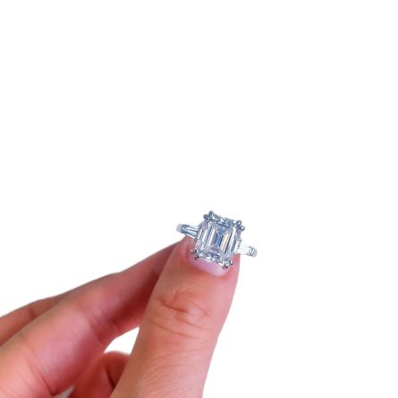 Simple Temperament Asher Cut Square Diamond Opening Ring For Women Fashion Light Luxury Emerald Ladder Square Women Ring Ring Jewelry - Image 5