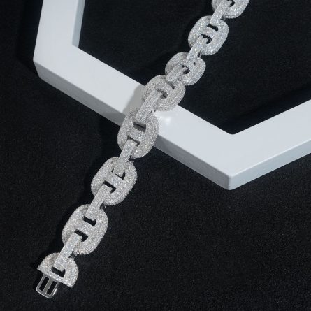 Diamond And Hair Selection 15Mm Eight-Character Chain S925 Silver Mossanite Men'S Hip-Hop Necklace Personality Bracelet Wholesale - Image 4