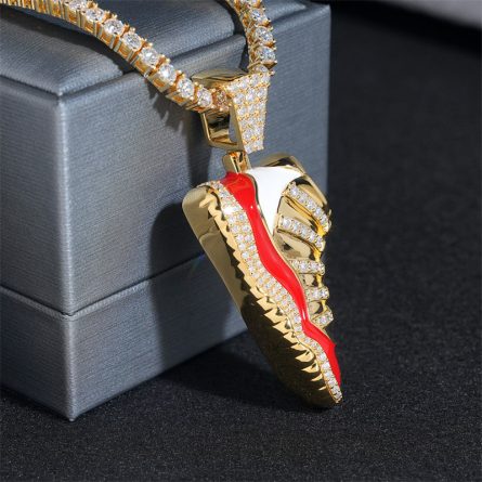 Diamond Hair Jewelry Personalized Shoes And Pendants Are Inlaid With Mossanite 925 Silver Gold-Plated European And American Hip-Hop Trendy Necklace Accessories - Image 2