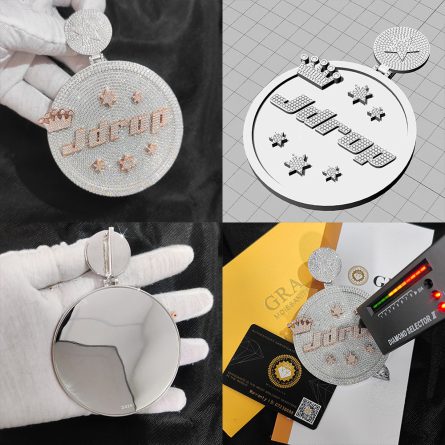 Hip-Hop 925 Sterling Silver Super Large Pendant Mossanzircon Men'S Trendy Jewelry Diy Letter Pattern Pendant - Image 3