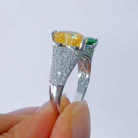 Silver Jewelry New 925 Sterling Silver Contrasting Heart Shape High Carbon Diamond Ring For Women Luxury Diamond Jewelry Light Luxury Fashion Luxury - Image 4