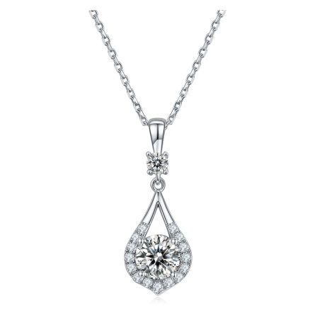 S925 Sterling Silver Moissan Necklace Angel Tears Pendant Classic Jewelry Japanese And Korean Fashion Diamond Clavicle Chain Trendy - Image 5