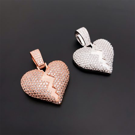 European And American Diamond Hip-Hop Copper Inlaid 5A Zircon Heart-Shaped Pendant Necklace Jewelry Can Be Worn Through A Single Stone Necklace - Image 2